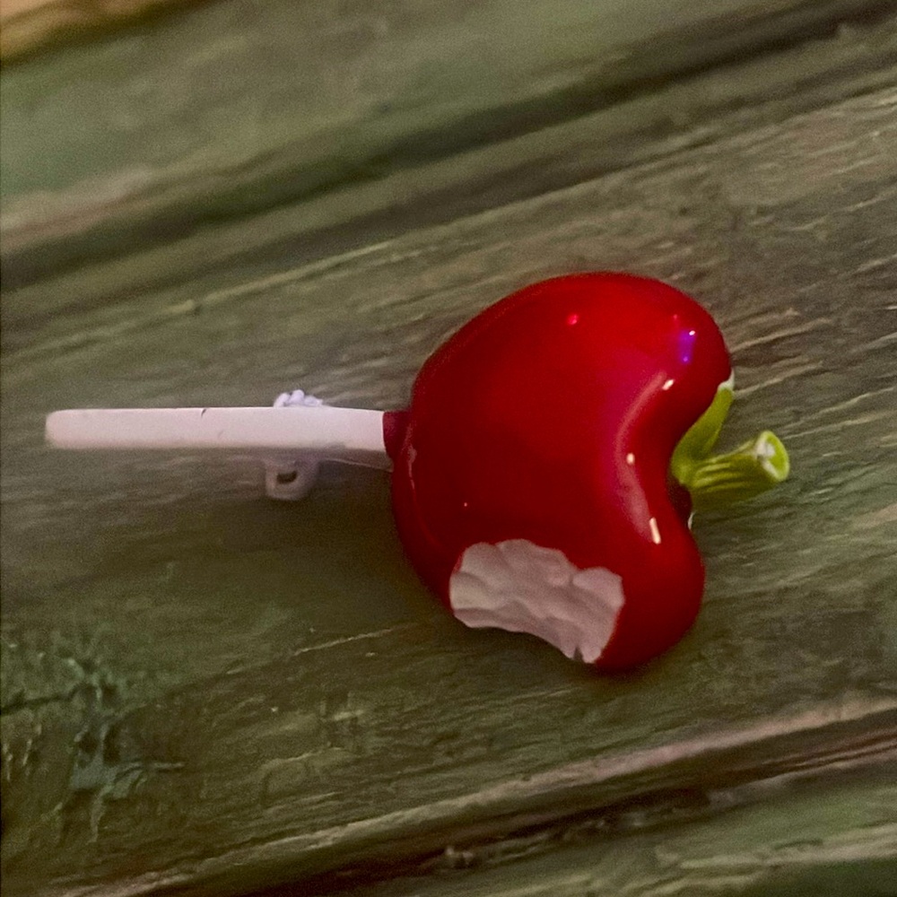 Painted apple brooch